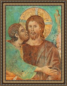 Giovanni Cimabue Framed Paintings - The Capture of Christ [detail #1] by Giovanni Cimabue